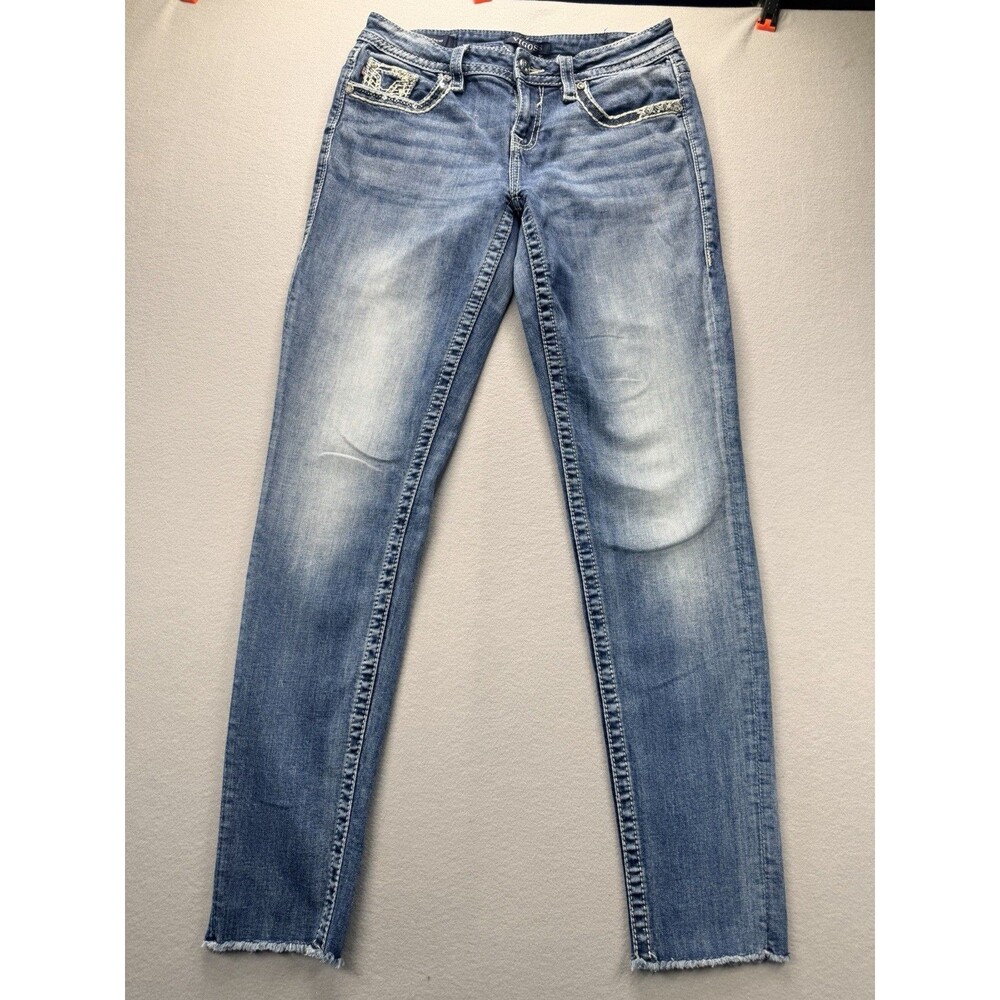 Vigoss Womenโs Size 4 Boyfriend Jeans Heritage Fit Embellished Pockets Blue